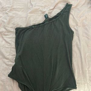Wild fable dark green bodysuit one shoulder